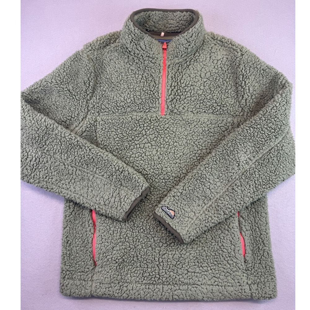 Chubbies Mens Sherpa Fleece Quarter Zip Pullover Jacket Bright Olive Green